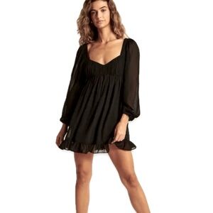 Abercrombie & Fitch Mini Smocked Babydoll Dress Black
